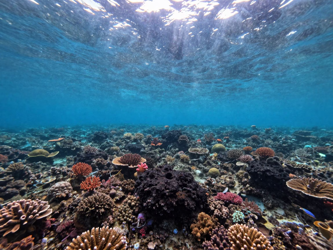 Moonlit Coral Reef Shallows Monsoon Bali in beside a volcanic reef overhang near Denpasar