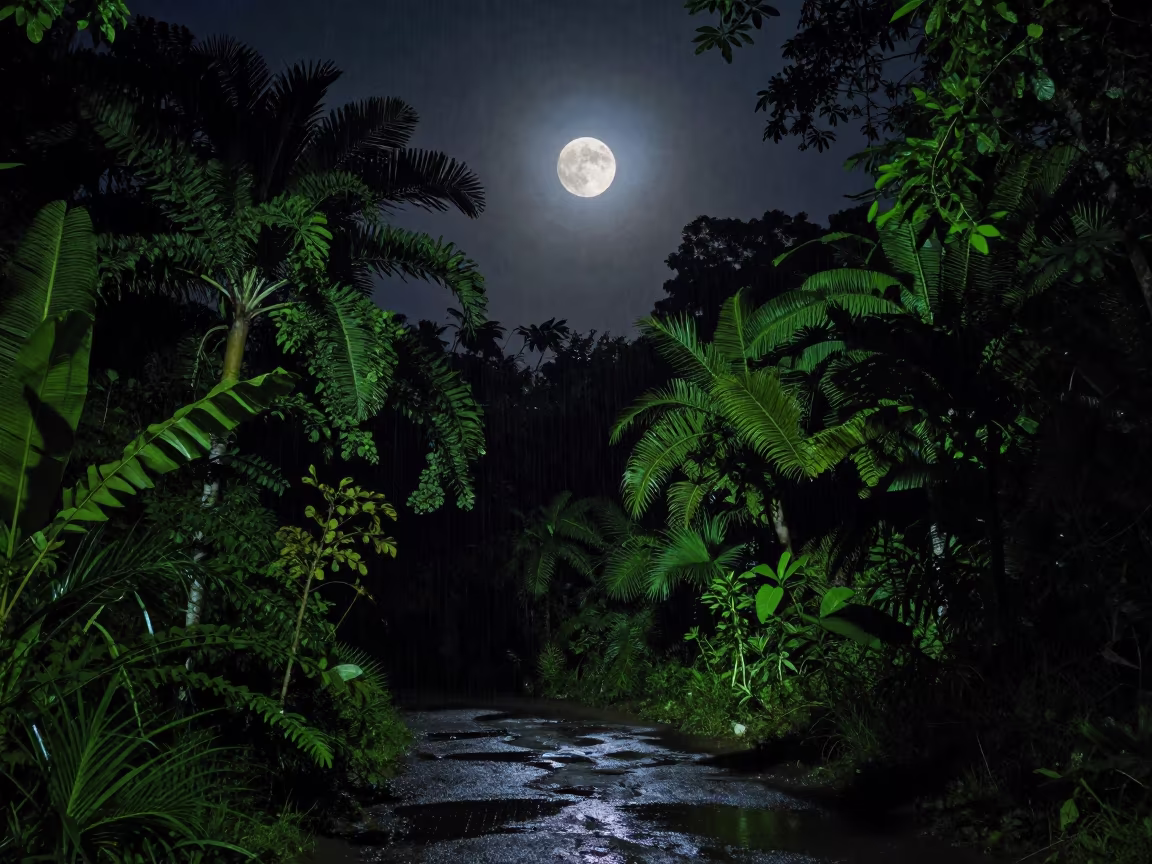 Moonlit Jungle Clearing Near Manila in near Manila