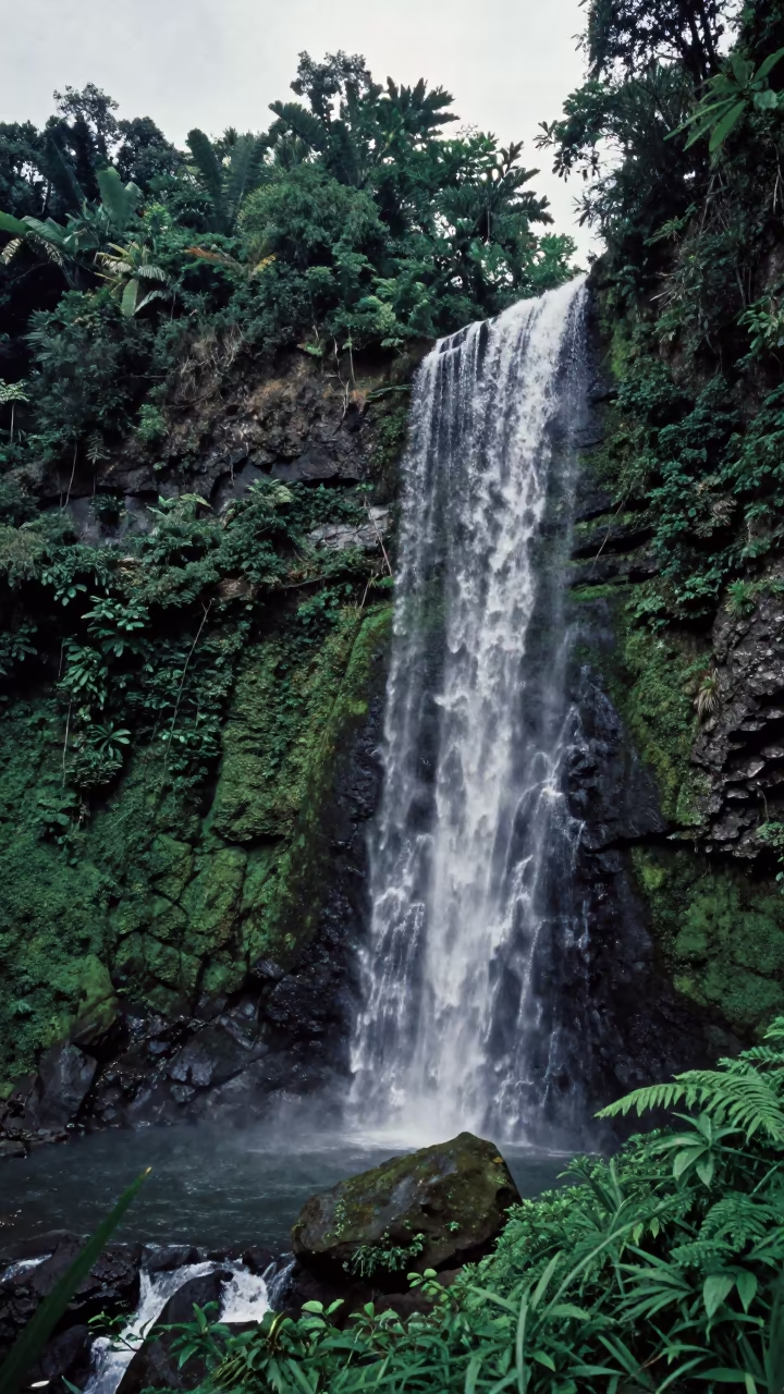 Moonlit Jungle Waterfall Jakarta Gorge in near Jakarta