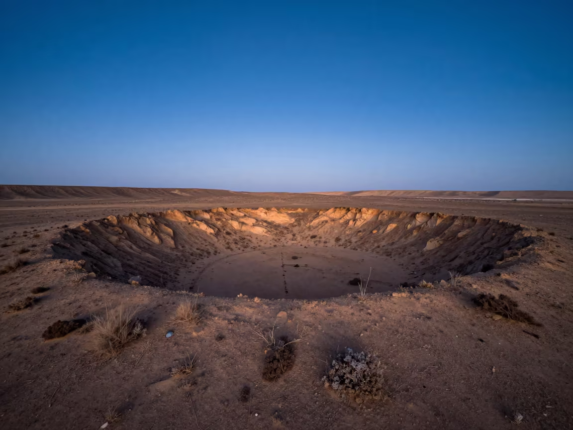 Moonlit Meteor Crater Tunisia Desert Night in from a moonlit breakwater in Tunisia