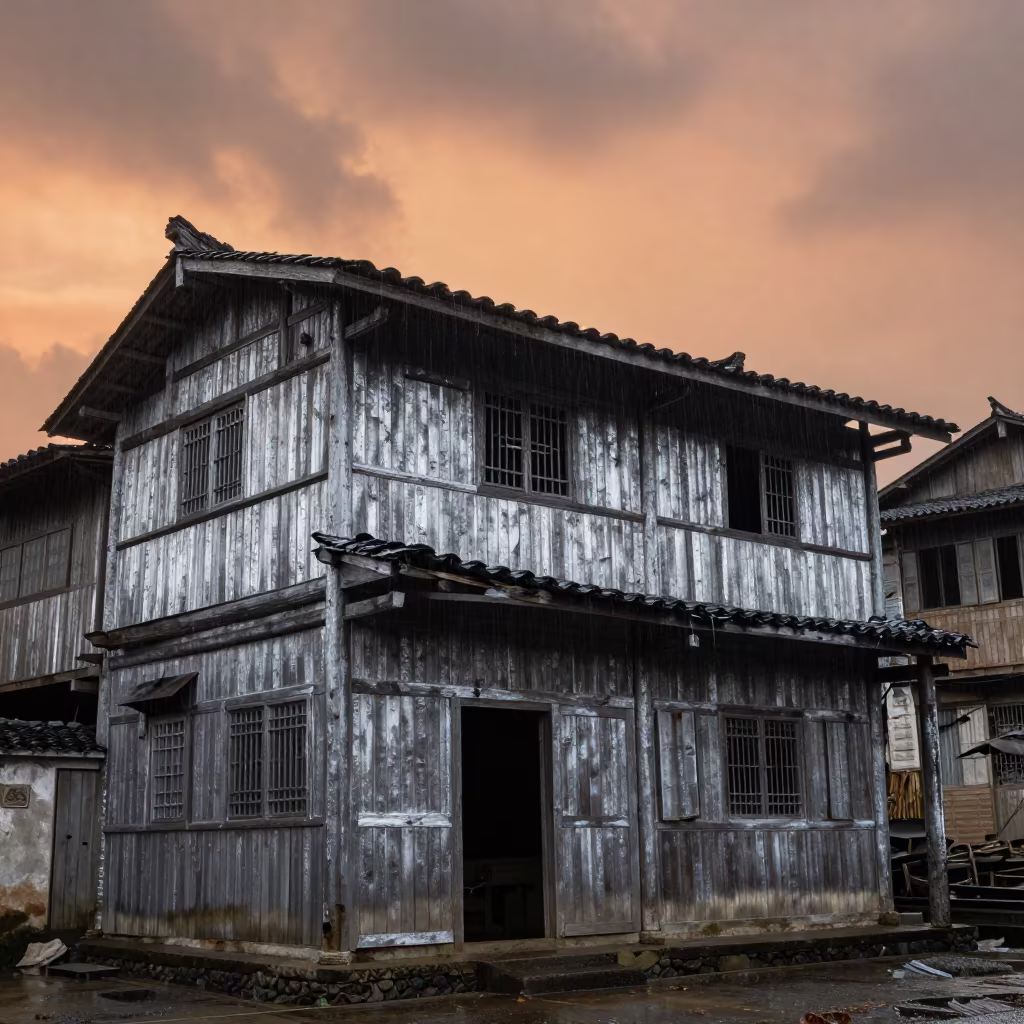 Moonlit Saloon Ruin in Guiyang Cloisters in among collapsed cloisters near Guiyang