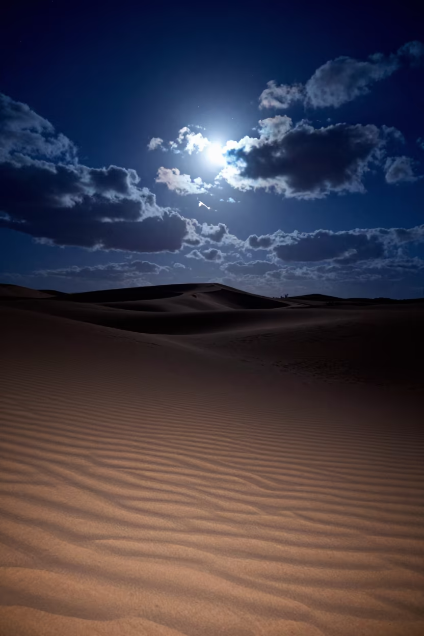 Moonlit Sand Dunes Under Starlit Sky in under a band of cold starlight in Western Australia