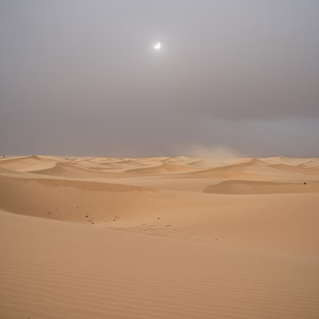 Moonlit Sandstorm Over Cairo Thunderheads in over a horizon of stacked thunderheads near Cairo