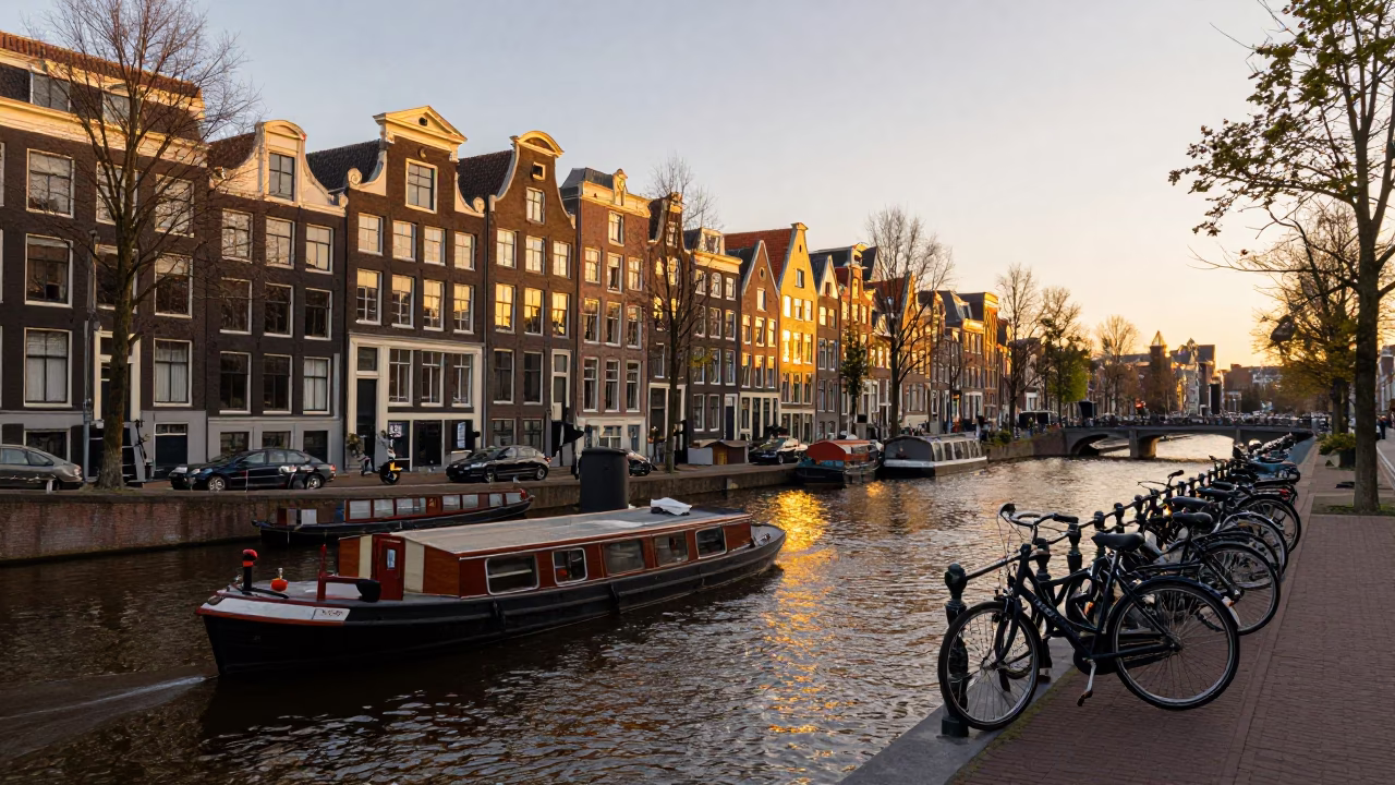 Moored Bicycle in Amsterdam in in Amsterdam, Netherlands