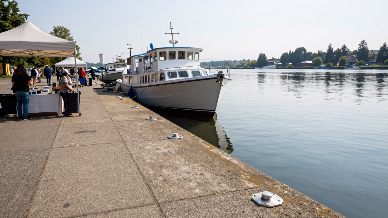 Moored Boat in Portland in in Portland, Oregon, United States