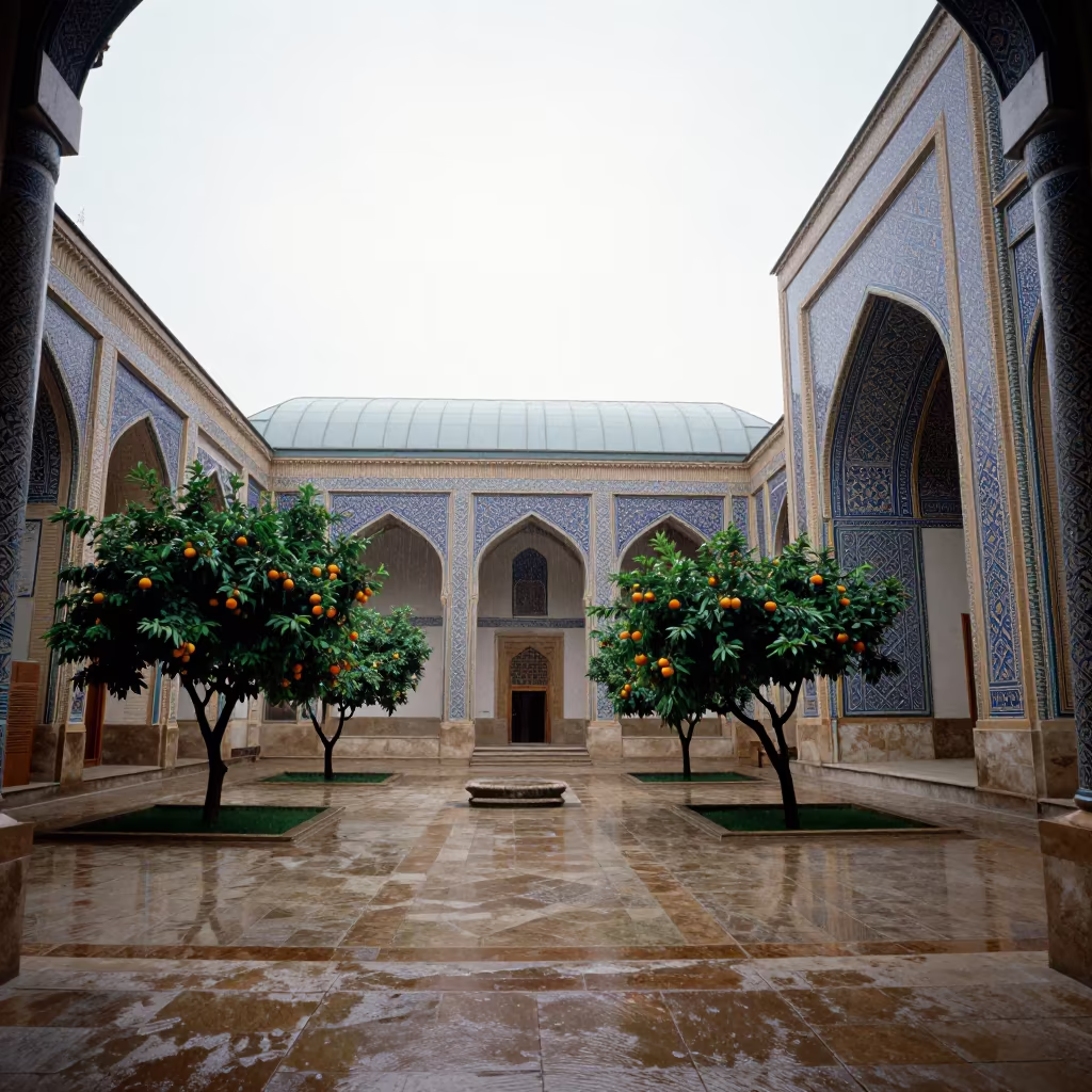 Moorish Courtyard Glass Arcade Dushanbe in inside a glass-roofed arcade in Dushanbe