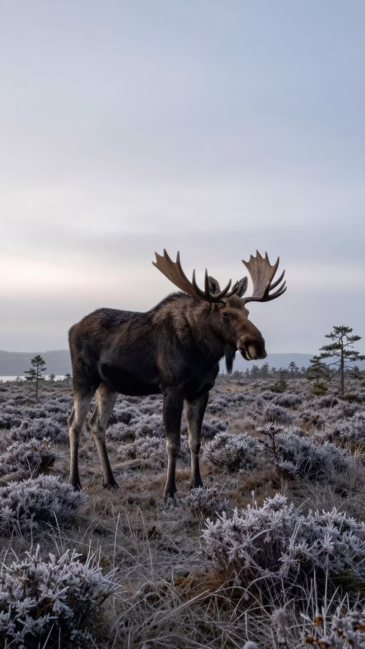 Moose on Wind-Scoured Ridge in Bosnia in on a wind-scoured ridge in Bosnia and Herzegovina