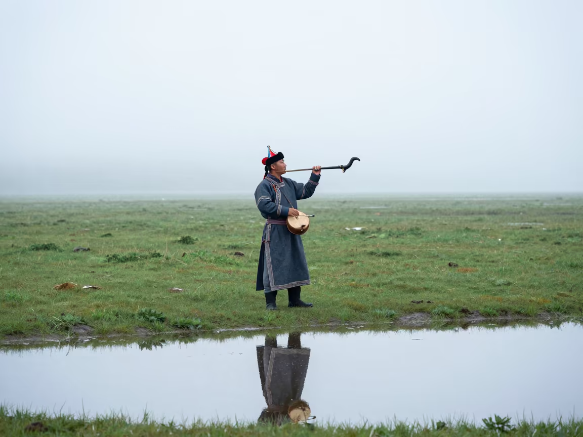 Morin Khuur Player in Mizoram Monsoon Steppe in in Mizoram