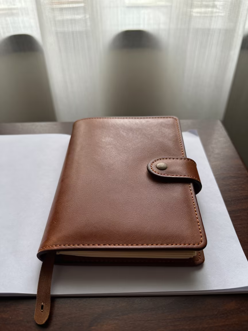 Morning Address Book on Jakarta Desk in on a painted display ledge in Sudirman, Jakarta