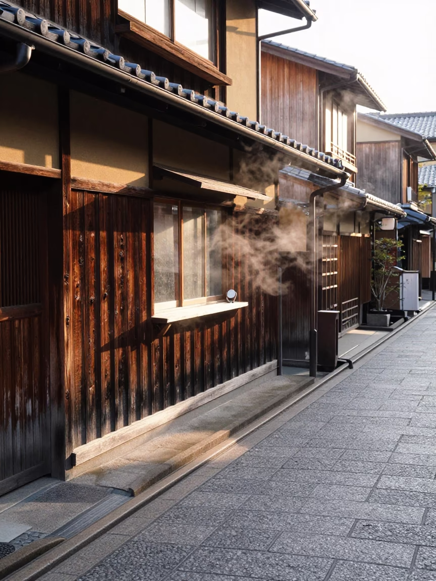 Morning Alleyway in Kyoto at As First Light Reaches The Scene in in Kyoto, Japan