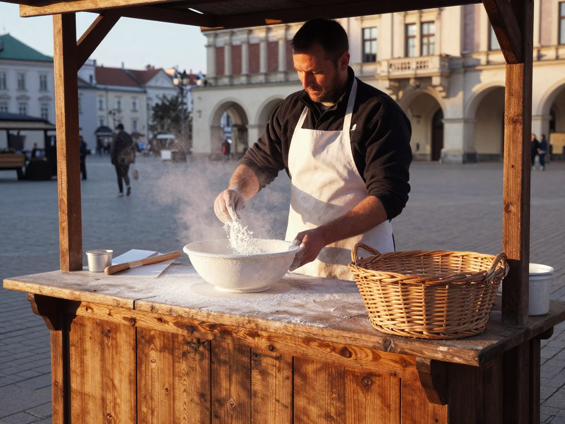 Morning Baker just after sunrise in Krakow in in Krakow, Poland