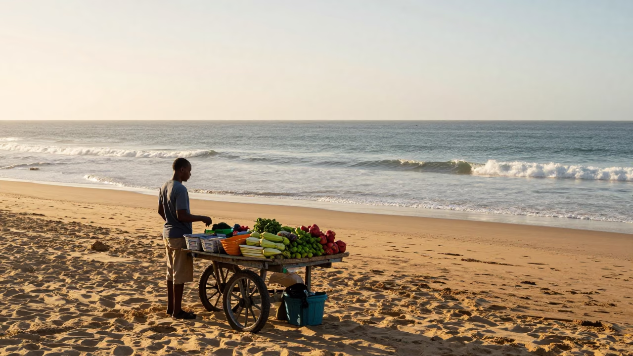 Morning Beachfront in Durban at The Early Morning Light in in Durban, South Africa