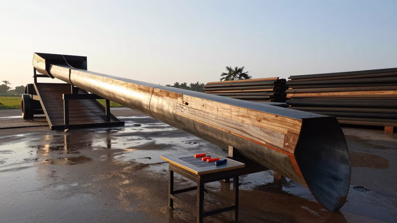 Morning Branding Chute After Washdown in at a stockyard loading ramp in the Mekong Delta