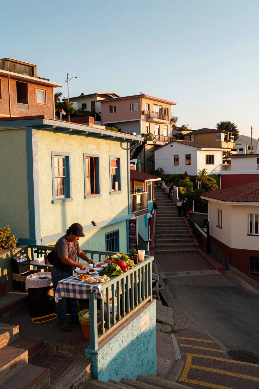 Morning Breakfast in Valparaiso in in Valparaiso, Chile