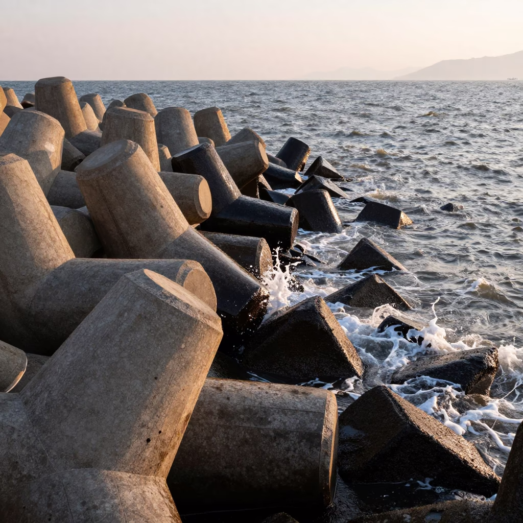 Morning Breakwater at As First Light Reaches The Scene in Busan in in Busan, South Korea