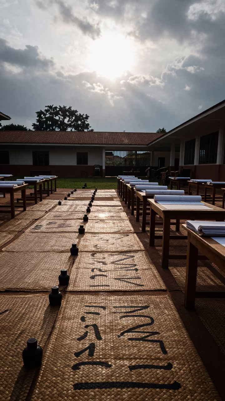 Morning Calligraphy Classroom in Kinshasa Prayer Hall in in a prayer hall in Kinshasa