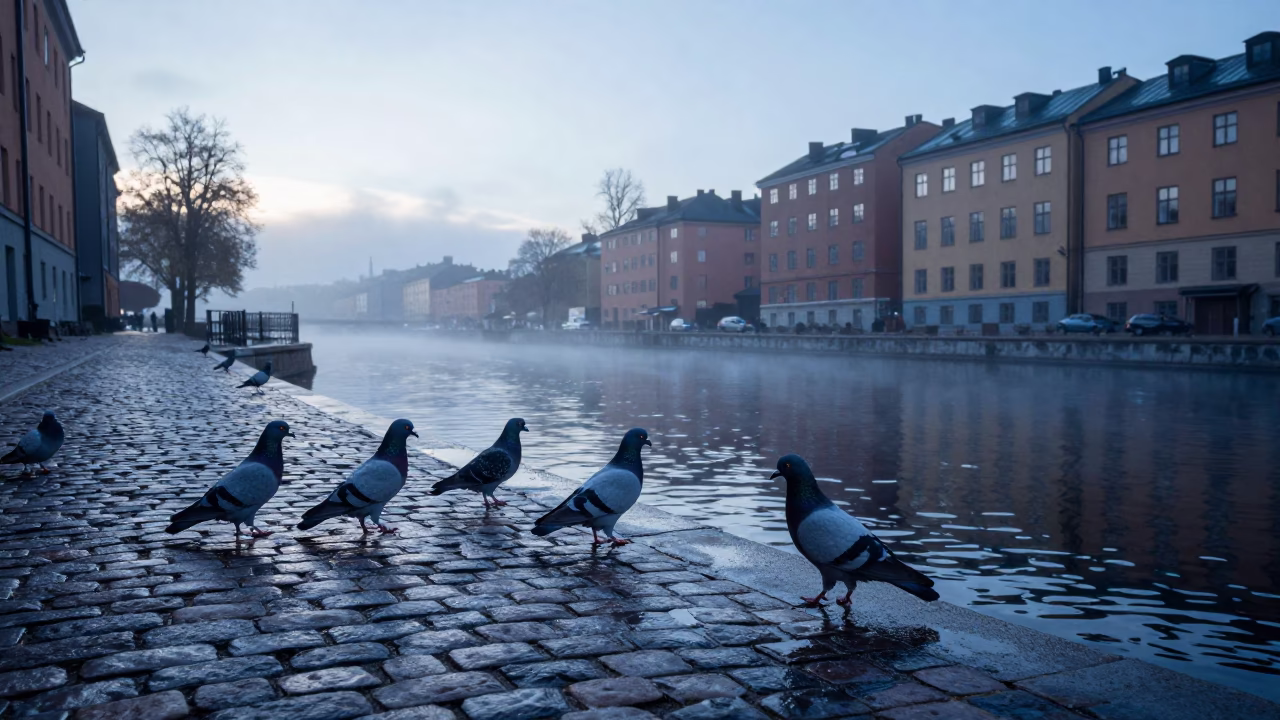 Morning Canal in Stockholm at Sunrise Light in in Stockholm, Sweden