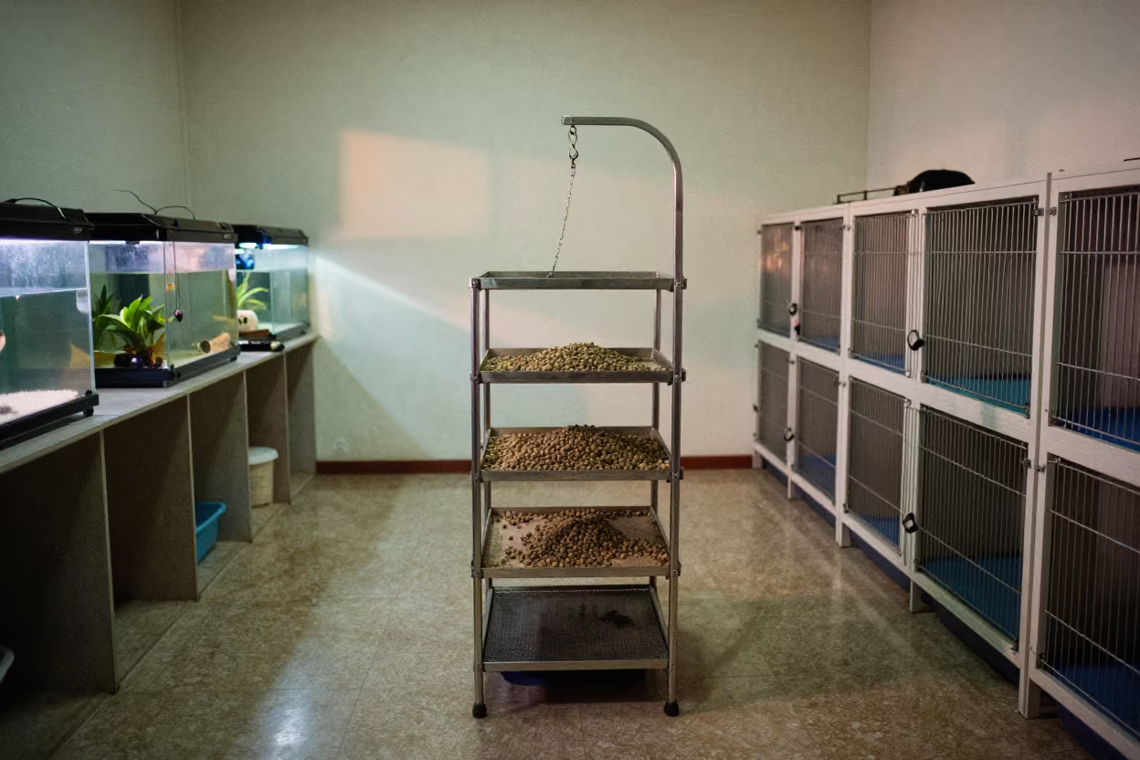 Morning Cat Litter Rack in Tarija Grooming Bay in inside a grooming bay in Tarija