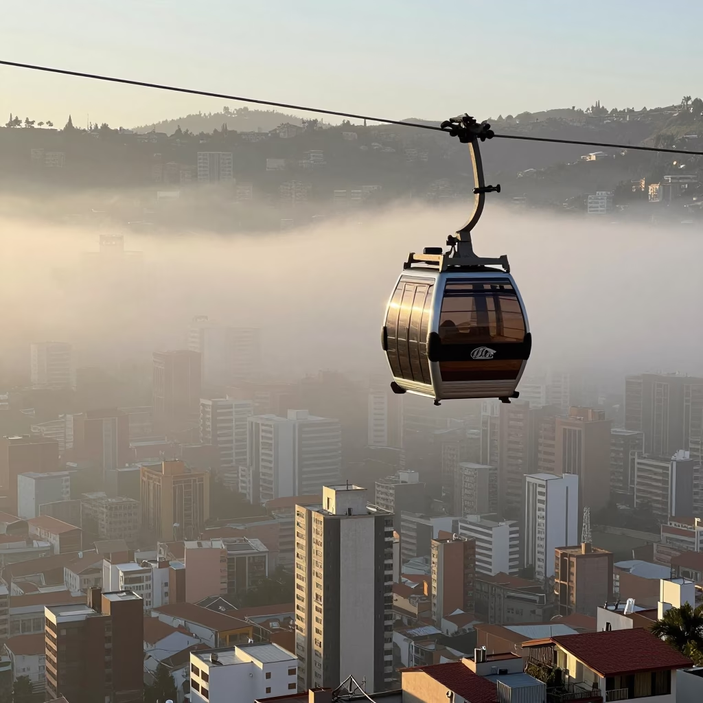 Morning Cityscape in La Paz at The Late Morning Light in in La Paz, Bolivia