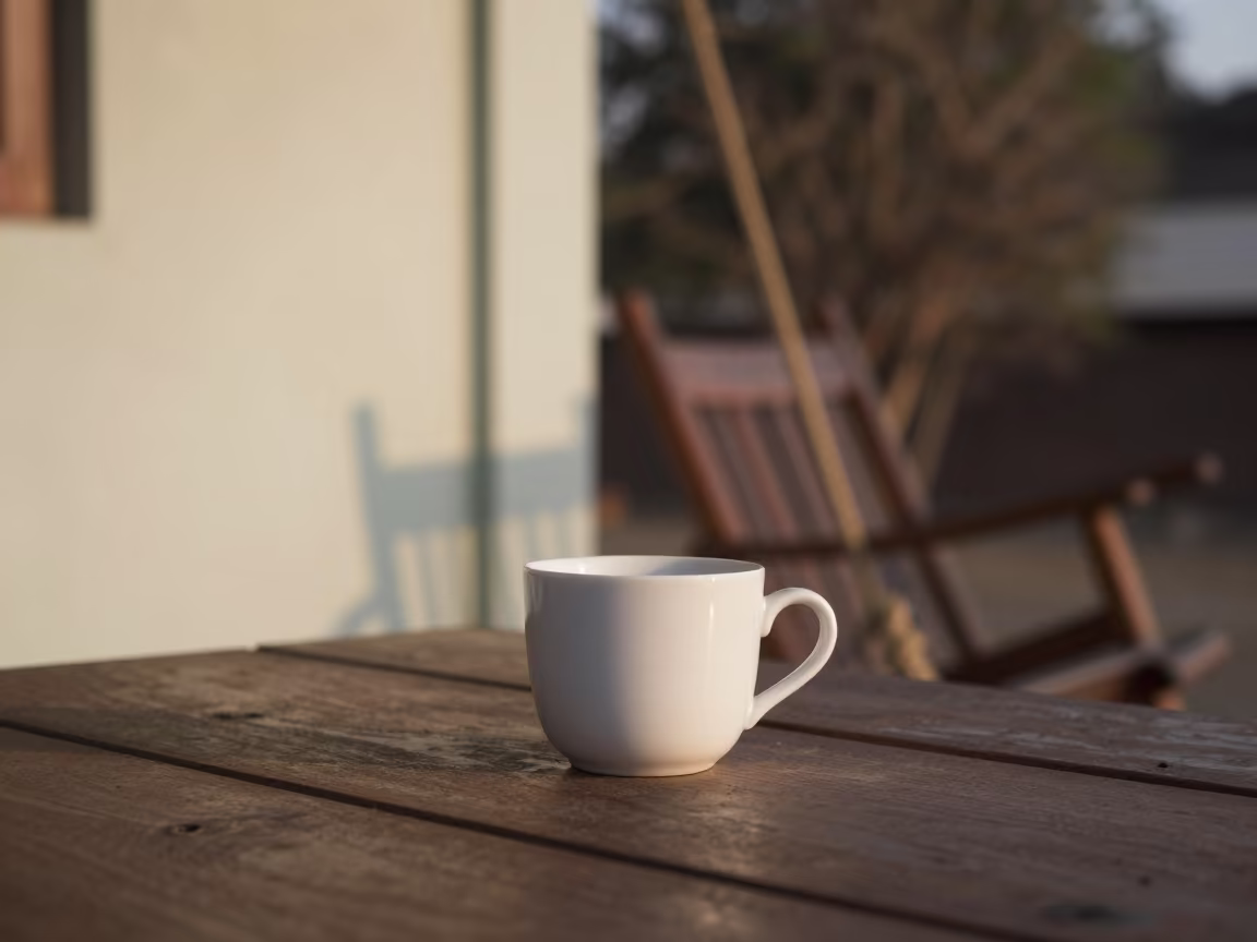 Morning Coffee on Amritsar Porch at Dawn in on a porch with a rocking chair near Amritsar