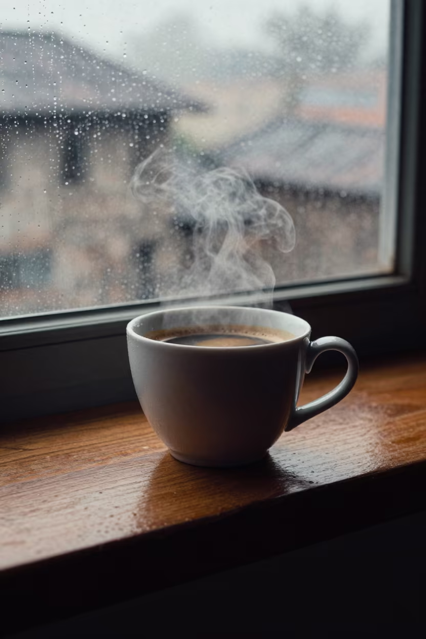 Morning Coffee Cup Aden Dawn Light in on a window seat near Aden