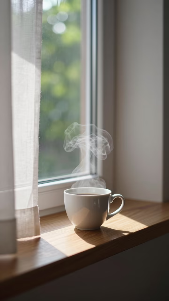 Morning Coffee Cup in Soma Window Seat in on a window seat in Soma