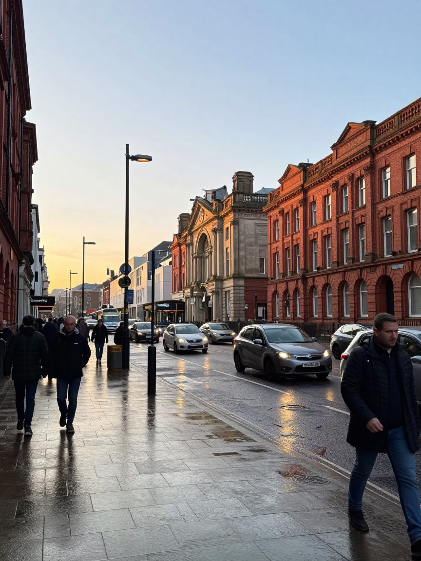 Morning Commute and Traffic Outside Lime Street Station Liverpool United Kingdom in in Liverpool, United Kingdom