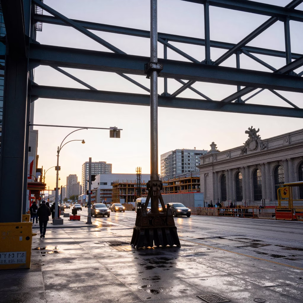 Morning Commute at Union Station Toronto with Construction and Transit Activity in in Toronto, Ontario, Canada