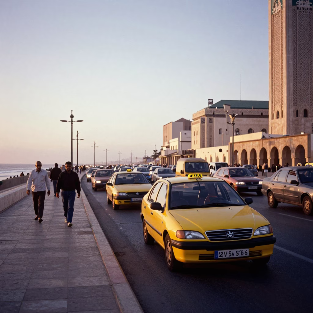 Morning Commute in Casablanca at First Light Of Dawn in in Casablanca, Morocco