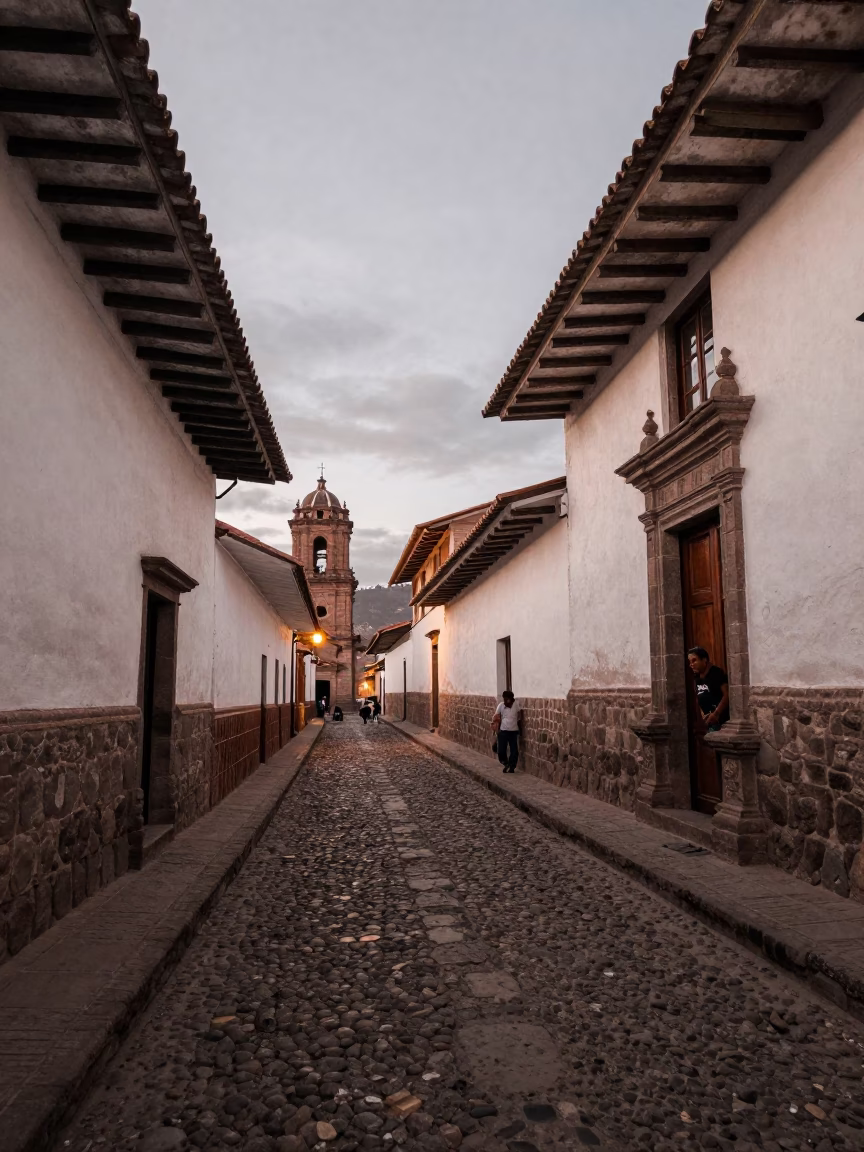 Morning Commute in Cusco at Nautical Dawn Light in in Cusco, Peru