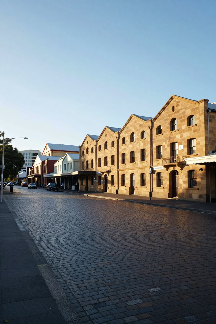 Morning Commute in Hobart at As First Light Reaches The Scene in in Hobart, Tasmania, Australia