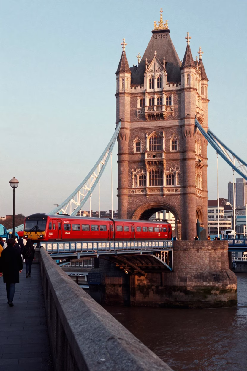 Morning Commute in London at As First Light Reaches The Scene in in London, United Kingdom