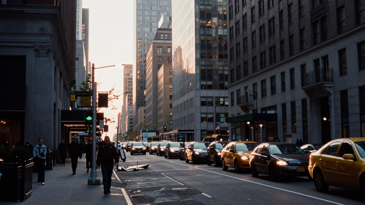 Morning Commute in New York at As First Light Reaches The Scene in in New York, New York, United States