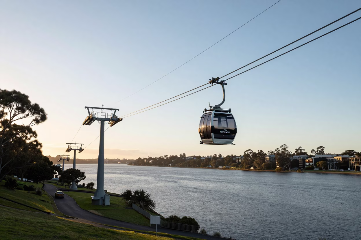 Morning Commute in Perth at As First Light Reaches The Scene in in Perth, Western Australia, Australia