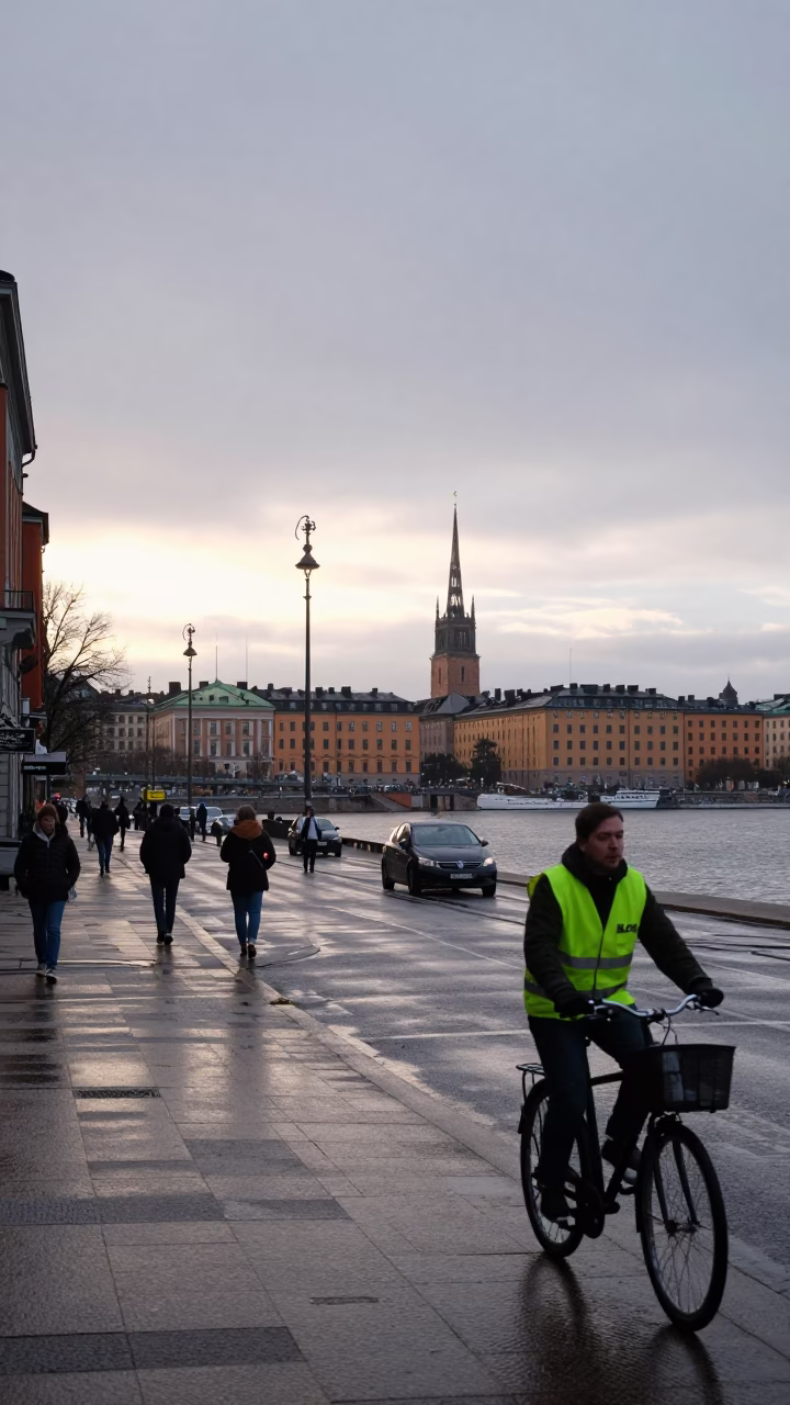 Morning Commute in Stockholm Sweden Early Light Urban Scene in in Stockholm, Sweden