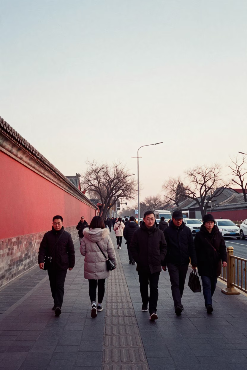 Morning Commute just after sunrise in Beijing in in Beijing, China