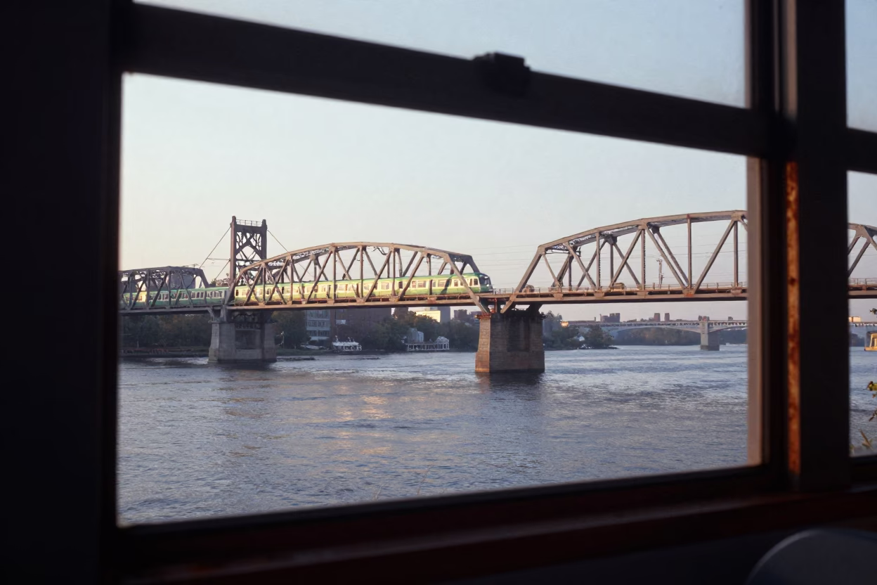 Morning Commute just after sunrise in Boston in in Boston, Massachusetts, United States