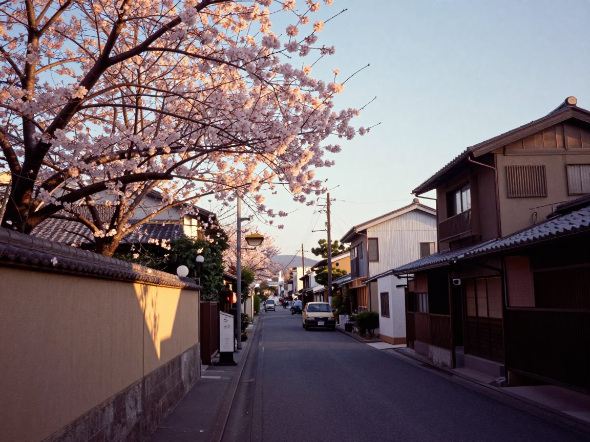 Morning Commute just after sunrise in Fukuoka in in Fukuoka, Japan