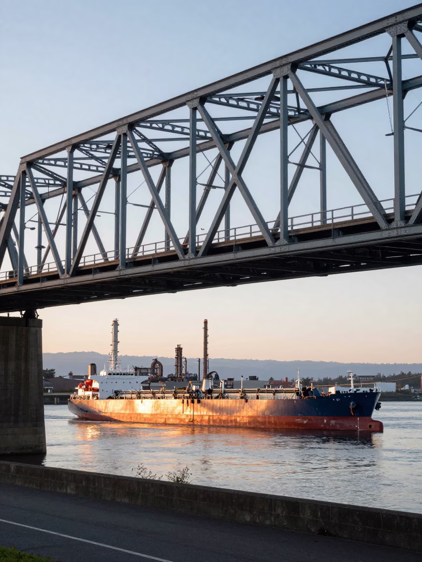 Morning Commute just after sunrise in Portland in in Portland, Oregon, United States