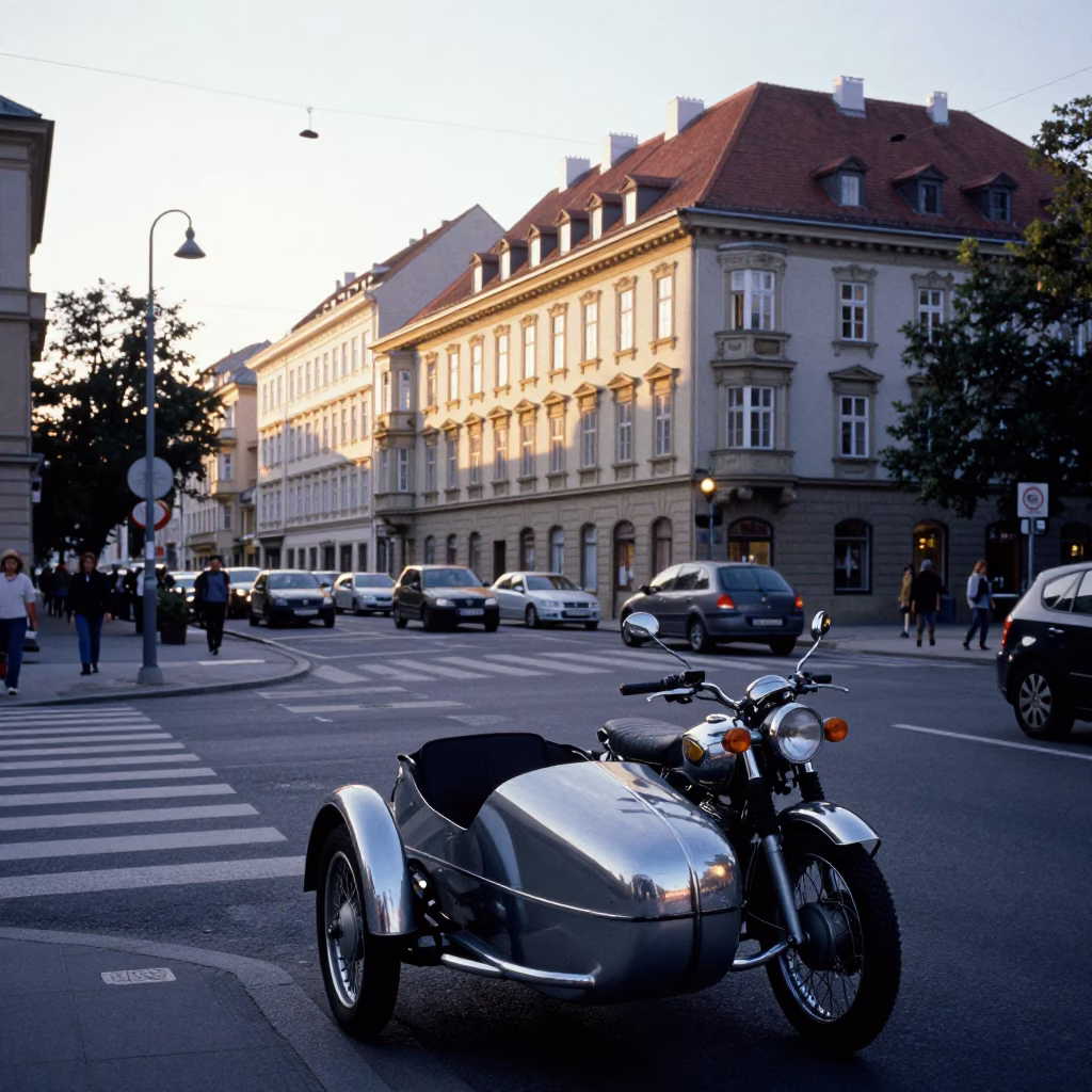 Morning Commute just after sunrise in Vienna in in Vienna, Austria