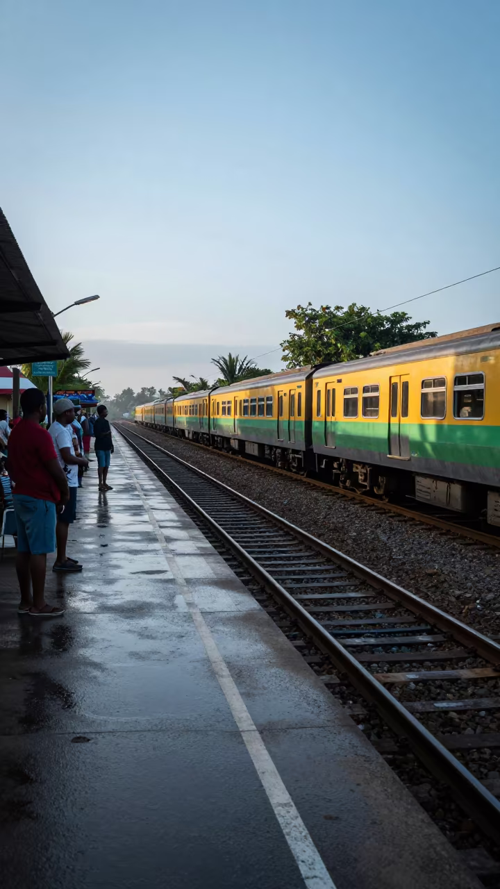 Morning Commuter Train Jamaica Dawn Light in in Jamaica