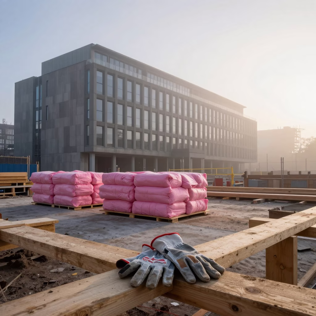 Morning Construction Site Near Brutalist University Building in Edinburgh Scotland in in Edinburgh, United Kingdom