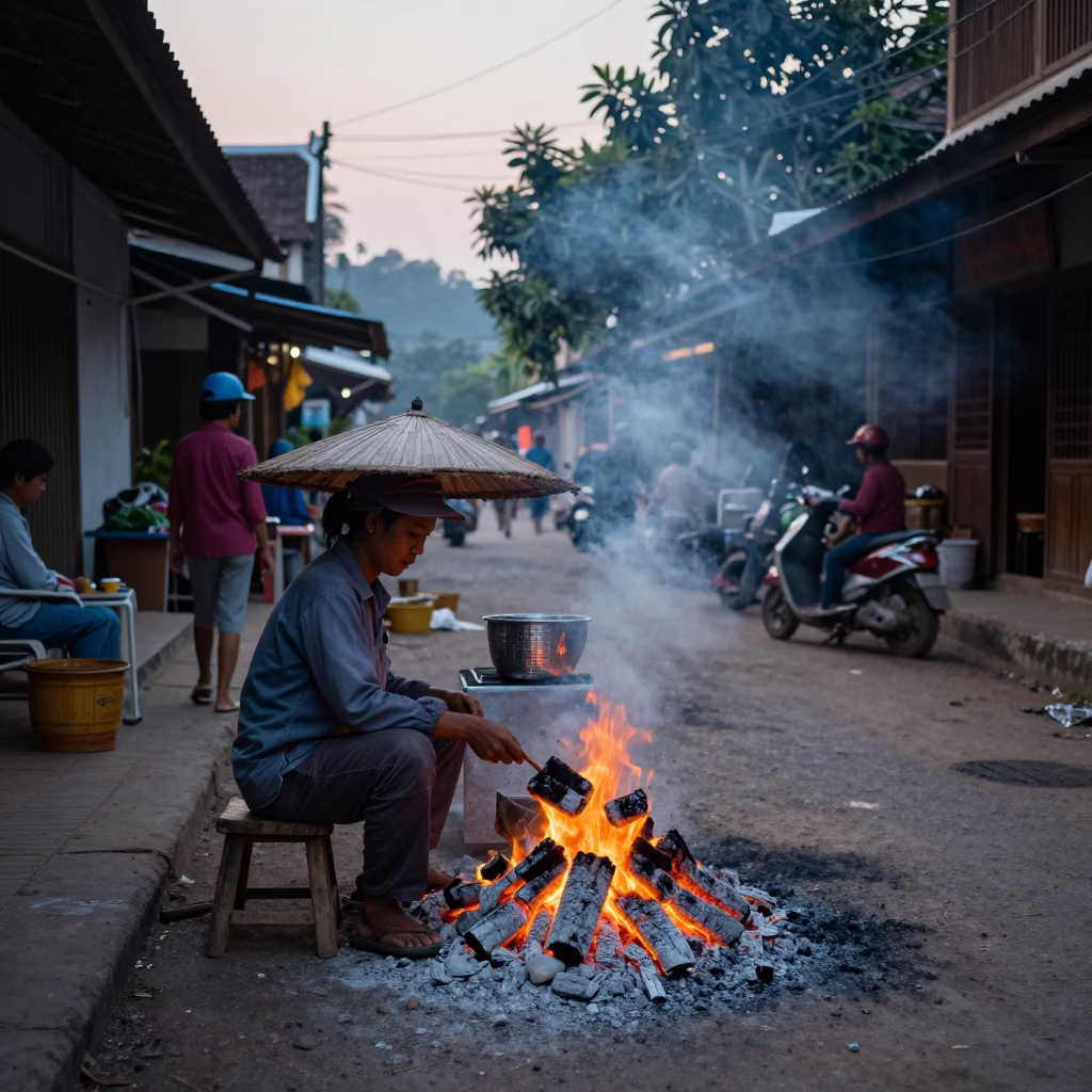 Morning Customers in Luang Prabang in in Luang Prabang, Laos