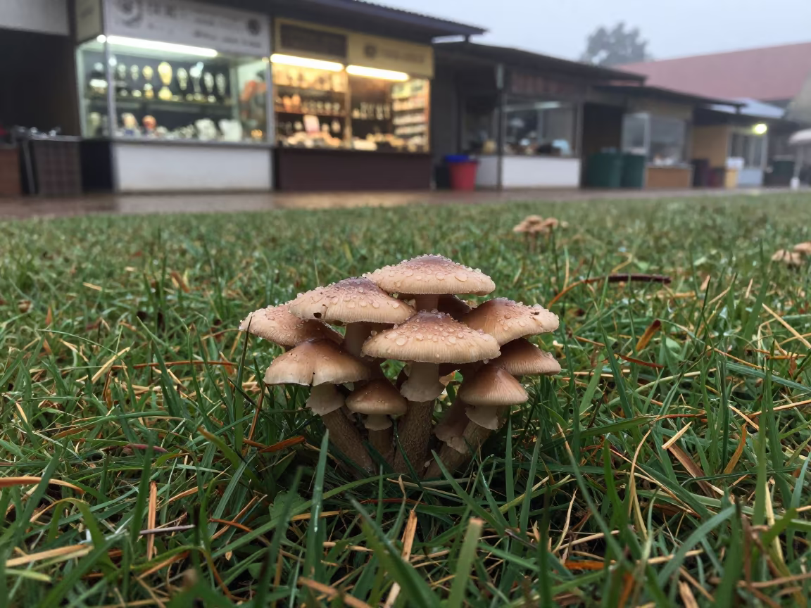 Morning Dew Fairy Ring Lawn Agboville Bazaar in at a jewelry counter inside a covered bazaar in Agboville