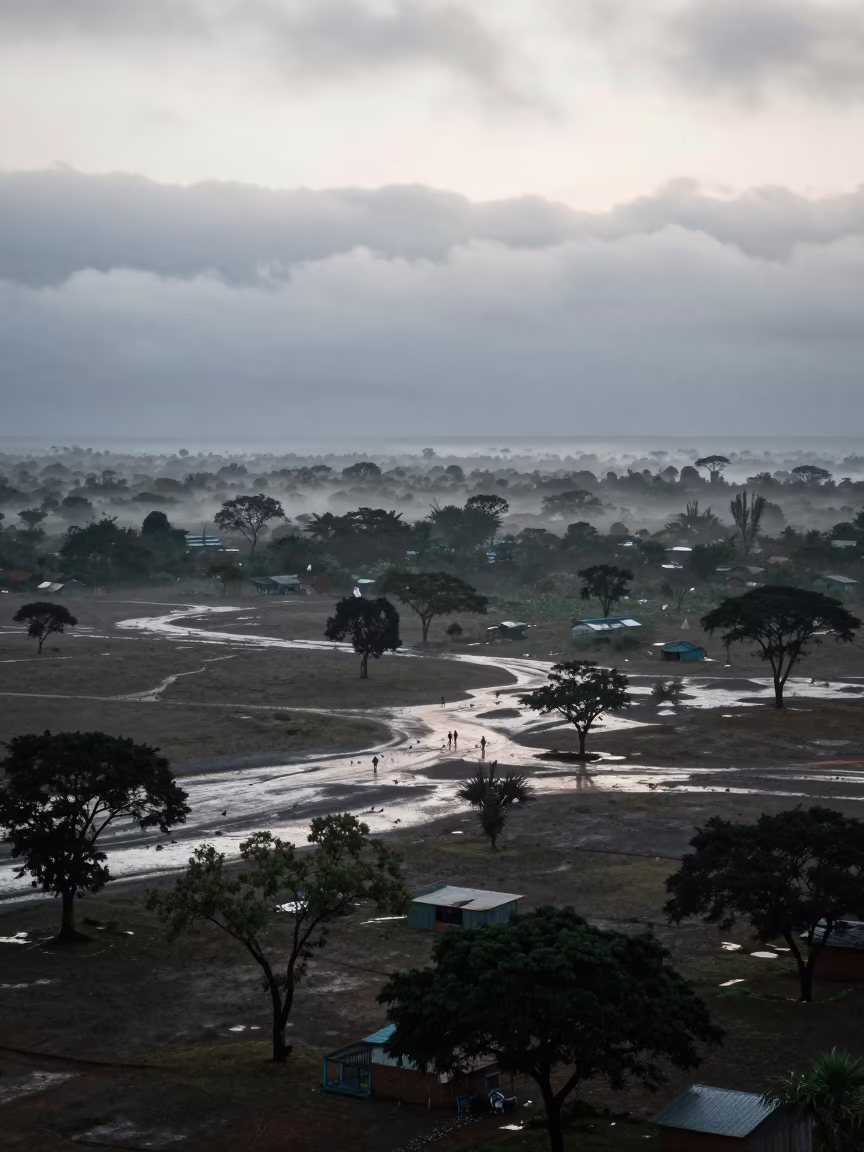 Morning Drizzle Over Madagascar Plain in across a storm-bright plain in Madagascar
