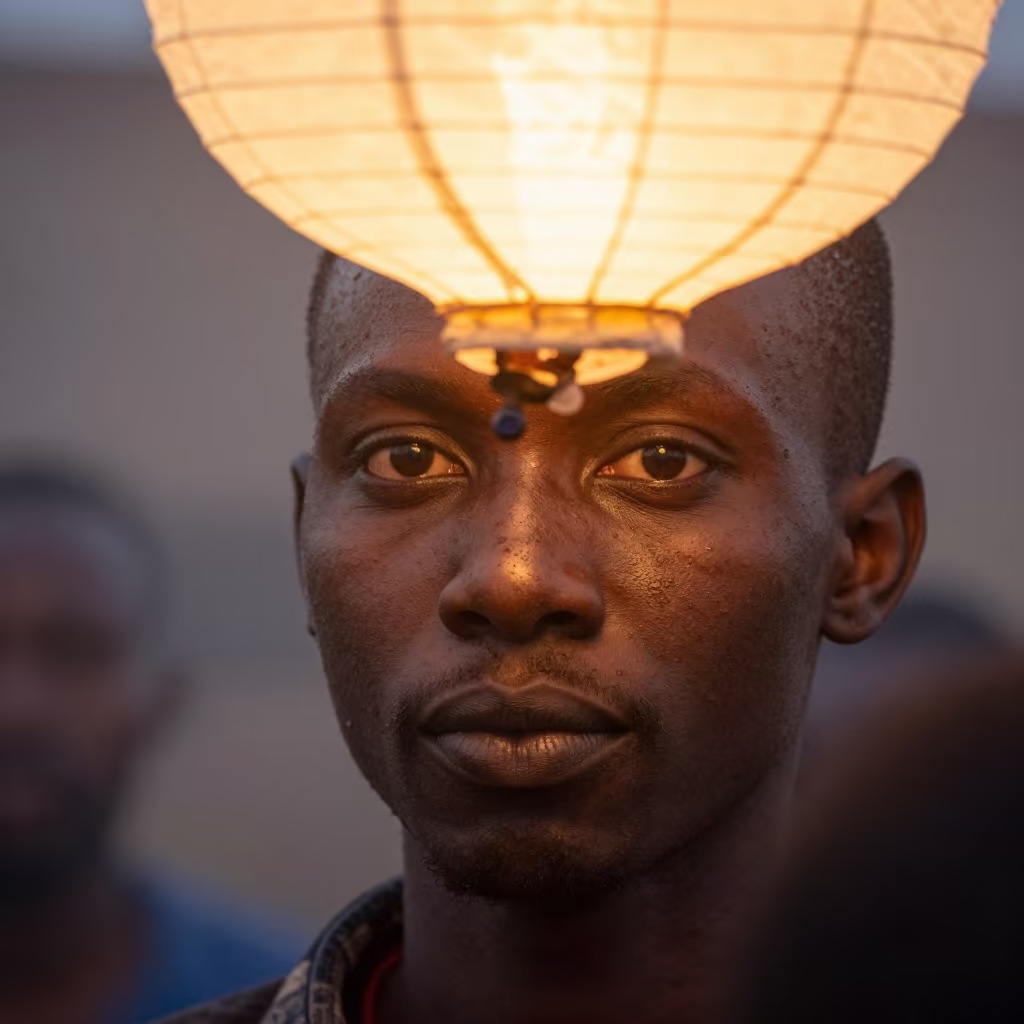 Morning Face Under Festival Lanterns Near Yamoussoukro in near Yamoussoukro