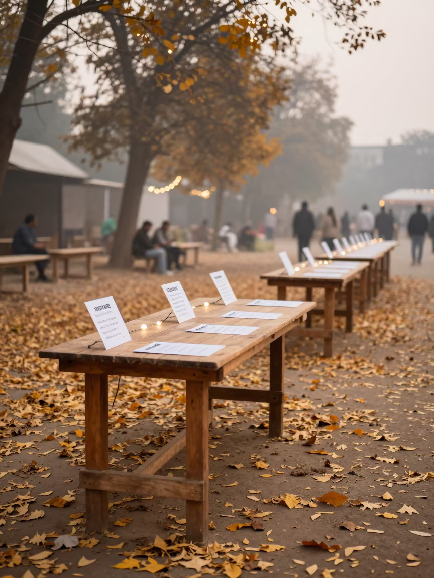 Morning Festival Ticket Table in Dera Ghazi Khan in at a public square during a festival near Dera Ghazi Khan