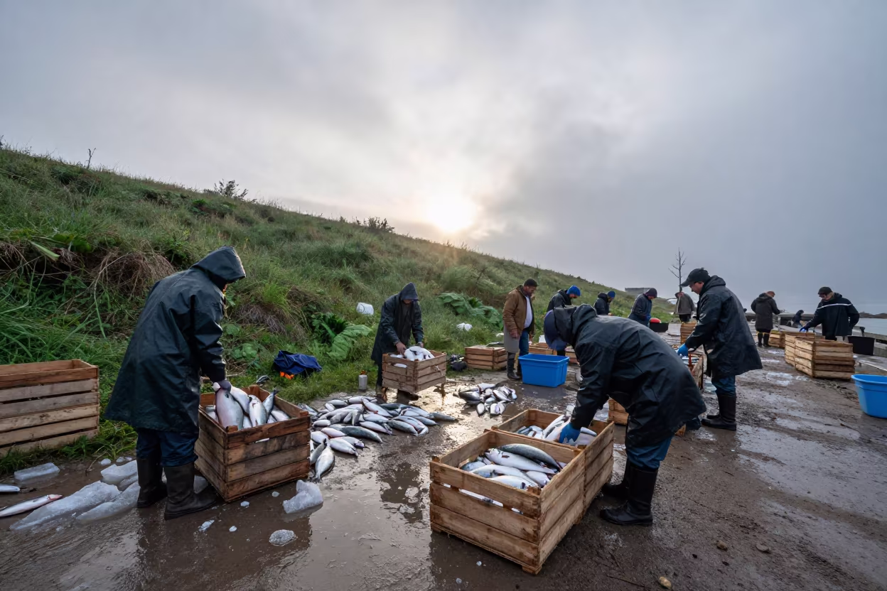 Morning Fish Auction Hillside Split Port in on a hillside near Bacvice, Split