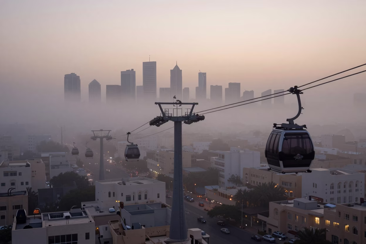 Morning Fog in Muscat at First Light Of Dawn in in Muscat, Oman
