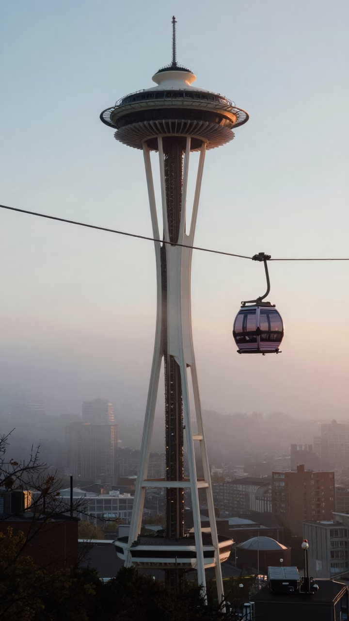 Morning Fog in Seattle at As First Light Reaches The Scene in in Seattle, Washington, United States